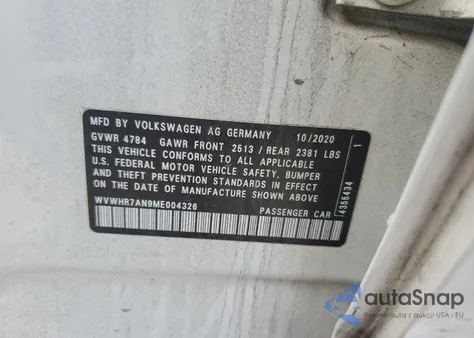 2021 Volkswagen Arteon Sel R-Line z USA, uszkodzony, nr VIN WVWHR7AN9ME004326